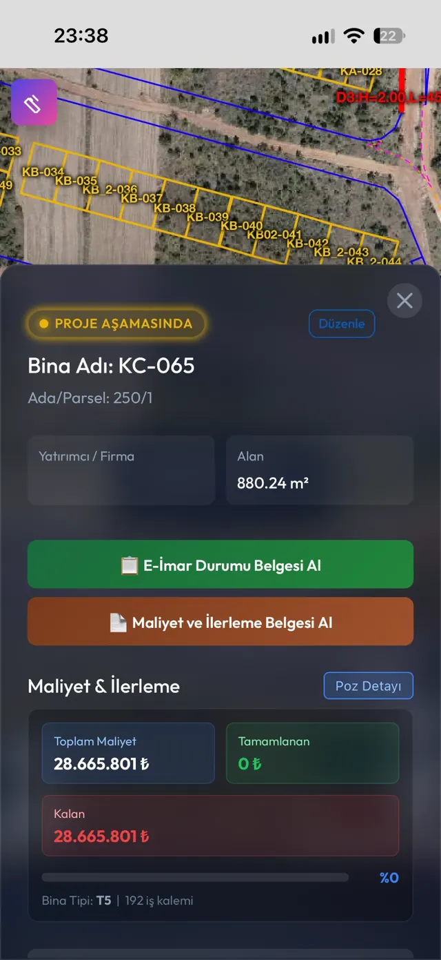 Telefonda bina detayı: yapım aşaması, maliyet ve ilerleme